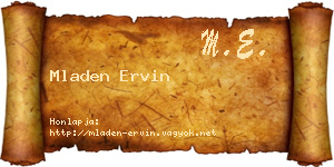 Mladen Ervin névjegykártya